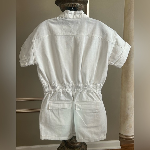 Forever 21 White Utility Denim Short Sleeve Romper Button Front One-Piece Size M - Picture 4 of 5